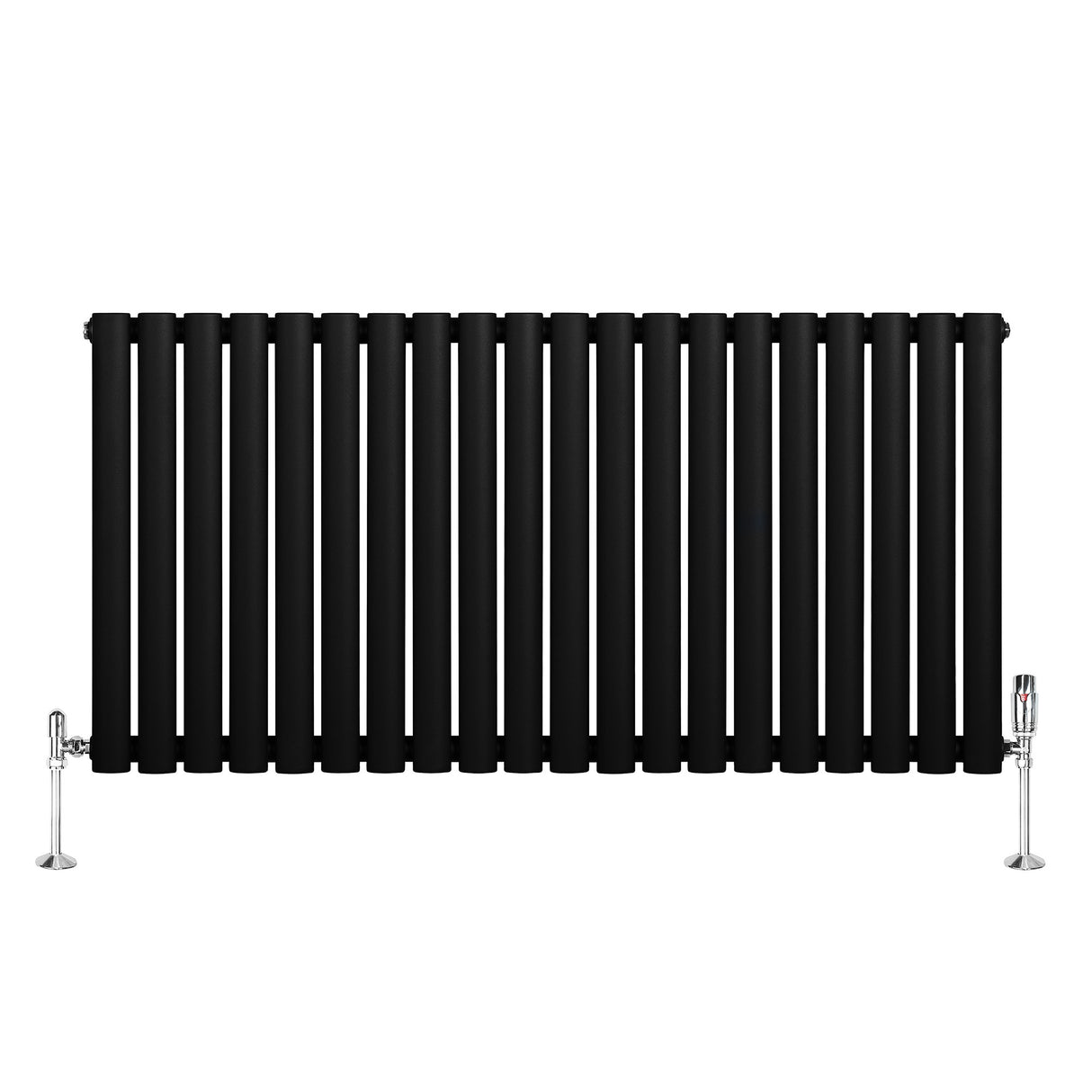 Radiateur à Colonnes Ovales & Vannes, 1 Panneau - 600 x 1200 mm - Noir