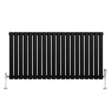 Radiateur à Colonnes Ovales & Vannes, 1 Panneau - 600 x 1200 mm - Noir