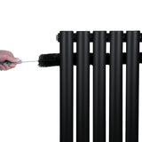 Radiateur à Colonnes Ovales & Vannes, 1 Panneau - 600 x 1200 mm - Noir