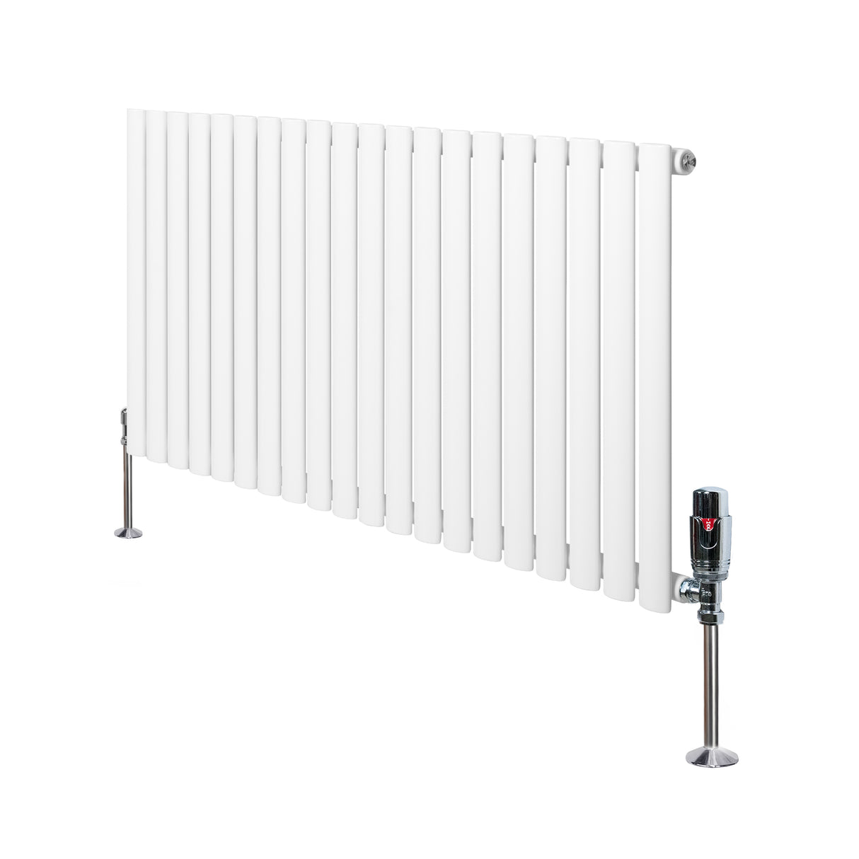 Radiateur à Colonnes Ovales & Vannes, 1 Panneau - 600 x 1200 mm - Blanc
