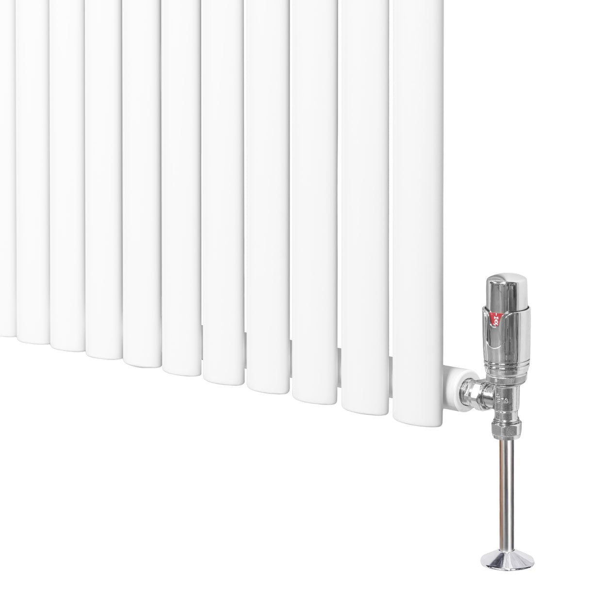 Radiateur à Colonnes Ovales & Vannes, 1 Panneau - 600 x 1200 mm - Blanc