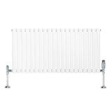 Radiateur à Colonnes Ovales & Vannes, 1 Panneau - 600 x 1200 mm - Blanc