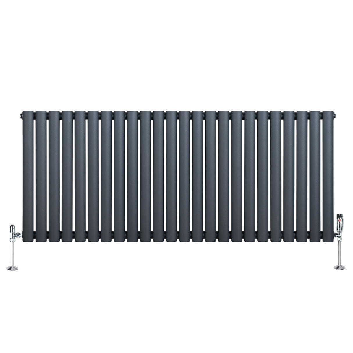Radiateur à Colonnes Ovales & Vannes, 1 Panneau - 600 x 1440 mm - Gris Anthracite