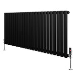 Radiateur à Colonnes Ovales & Vannes, 1 Panneau - 600 x 1440 mm - Noir