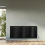 Radiateur à Colonnes Ovales & Vannes, 1 Panneau - 600 x 1440 mm - Noir