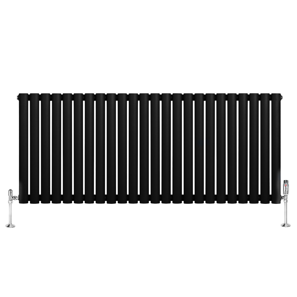 Radiateur à Colonnes Ovales & Vannes, 1 Panneau - 600 x 1440 mm - Noir