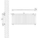 Radiateur à Colonnes Ovales & Vannes, 1 Panneau - 600 x 1440 mm - Noir