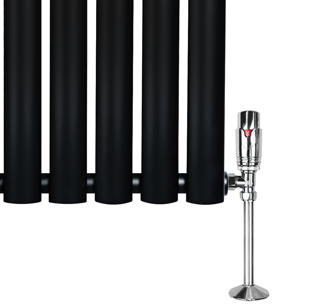 Radiateur à Colonnes Ovales & Vannes, 1 Panneau - 600 x 1440 mm - Noir