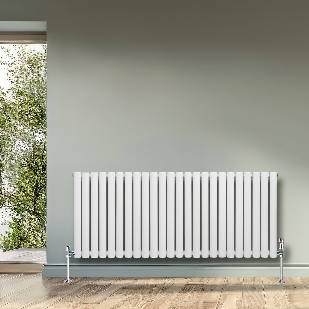 Radiateur à Colonnes Ovales & Vannes, 1 Panneau - 600 x 1440 mm - Blanc
