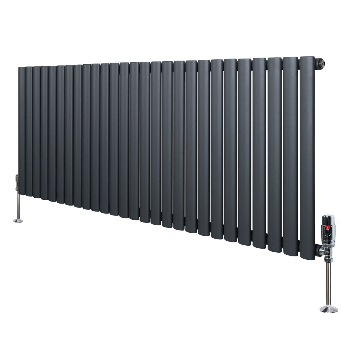 Radiateur à Colonnes Ovales & Vannes, 1 Panneau - 600 x 1620 mm - Gris Anthracite