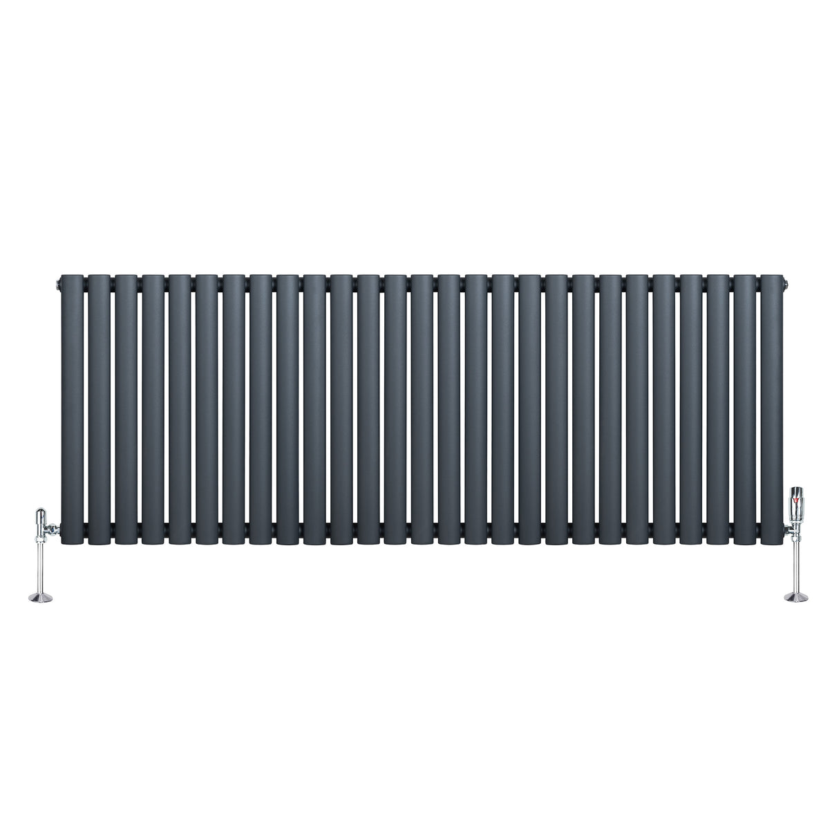 Radiateur à Colonnes Ovales & Vannes, 1 Panneau - 600 x 1620 mm - Gris Anthracite
