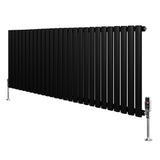 Radiateur à Colonnes Ovales & Vannes, 1 Panneau - 600 x 1620 mm - Noir