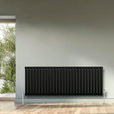 Radiateur à Colonnes Ovales & Vannes, 1 Panneau - 600 x 1620 mm - Noir
