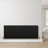 Radiateur à Colonnes Ovales & Vannes, 1 Panneau - 600 x 1620 mm - Noir