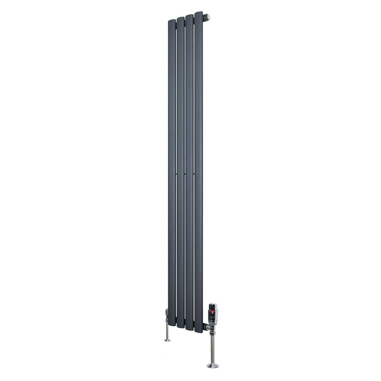 Radiateur à Colonnes Ovales & Vannes, 1 Panneau - 1600 x 240 mm - Gris Anthracite