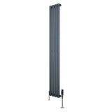 Radiateur à Colonnes Ovales & Vannes, 1 Panneau - 1600 x 240 mm - Gris Anthracite