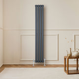 Radiateur à Colonnes Ovales & Vannes, 1 Panneau - 1600 x 240 mm - Gris Anthracite