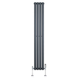 Radiateur à Colonnes Ovales & Vannes, 1 Panneau - 1600 x 240 mm - Gris Anthracite