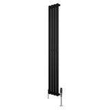 Radiateur à Colonnes Ovales & Vannes, 1 Panneau - 1600 x 240 mm - Noir