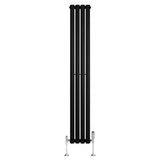 Radiateur à Colonnes Ovales & Vannes, 1 Panneau - 1600 x 240 mm - Noir
