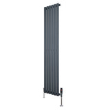 Radiateur à Colonnes Ovales & Vannes, 1 Panneau - 1600 x 360 mm - Gris Anthracite
