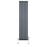Radiateur à Colonnes Ovales & Vannes, 1 Panneau - 1600 x 360 mm - Gris Anthracite