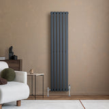 Radiateur à Colonnes Ovales & Vannes, 1 Panneau - 1600 x 360 mm - Gris Anthracite
