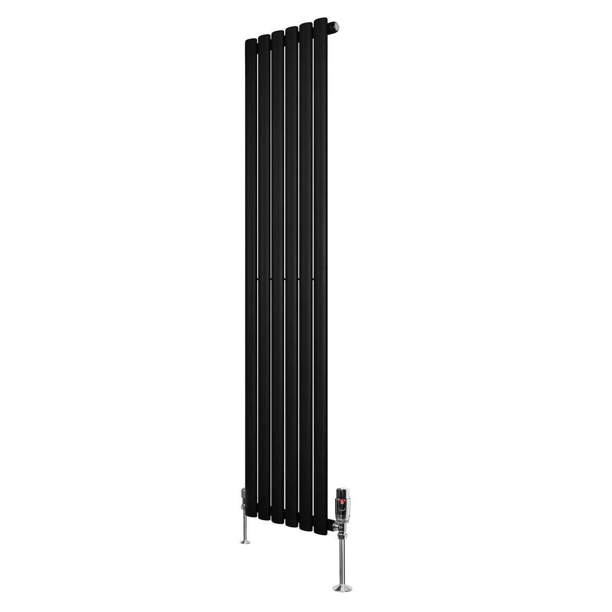 Radiateur à Colonnes Ovales & Vannes, 1 Panneau - 1600 x 360 mm - Noir