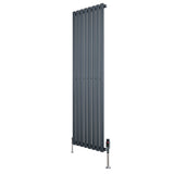Radiateur à Colonnes Ovales & Vannes, 1 Panneau - 1600 x 480 mm - Gris Anthracite