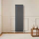Radiateur à Colonnes Ovales & Vannes, 1 Panneau - 1600 x 480 mm - Gris Anthracite