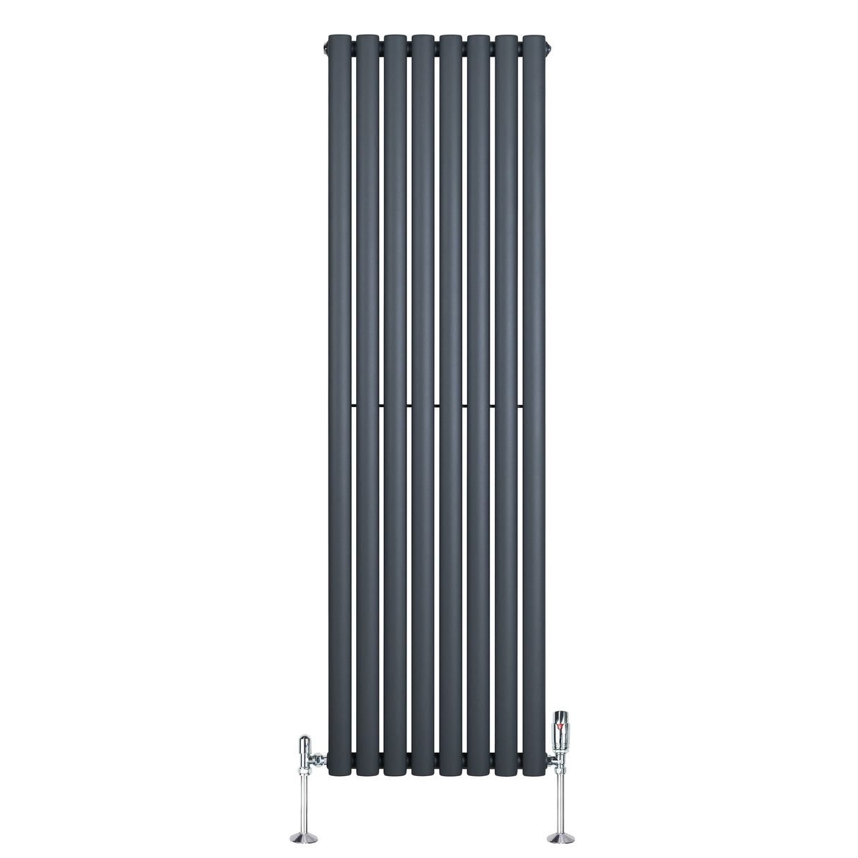 Radiateur à Colonnes Ovales & Vannes, 1 Panneau - 1600 x 480 mm - Gris Anthracite