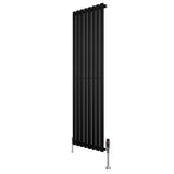 Radiateur à Colonnes Ovales & Vannes, 1 Panneau - 1600 x 480 mm - Noir