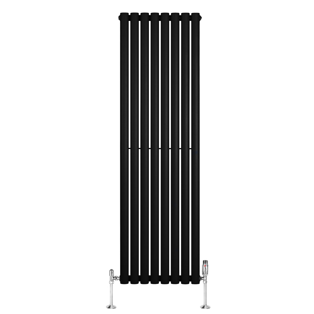 Radiateur à Colonnes Ovales & Vannes, 1 Panneau - 1600 x 480 mm - Noir
