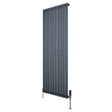 Radiateur à Colonnes Ovales & Vannes, 1 Panneau - 1600 x 600 mm - Gris Anthracite