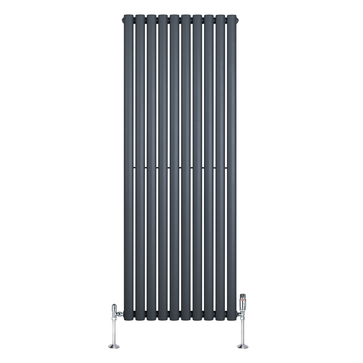 Radiateur à Colonnes Ovales & Vannes, 1 Panneau - 1600 x 600 mm - Gris Anthracite