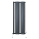 Radiateur à Colonnes Ovales & Vannes, 1 Panneau - 1600 x 600 mm - Gris Anthracite