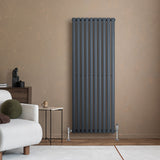 Radiateur à Colonnes Ovales & Vannes, 1 Panneau - 1600 x 600 mm - Gris Anthracite