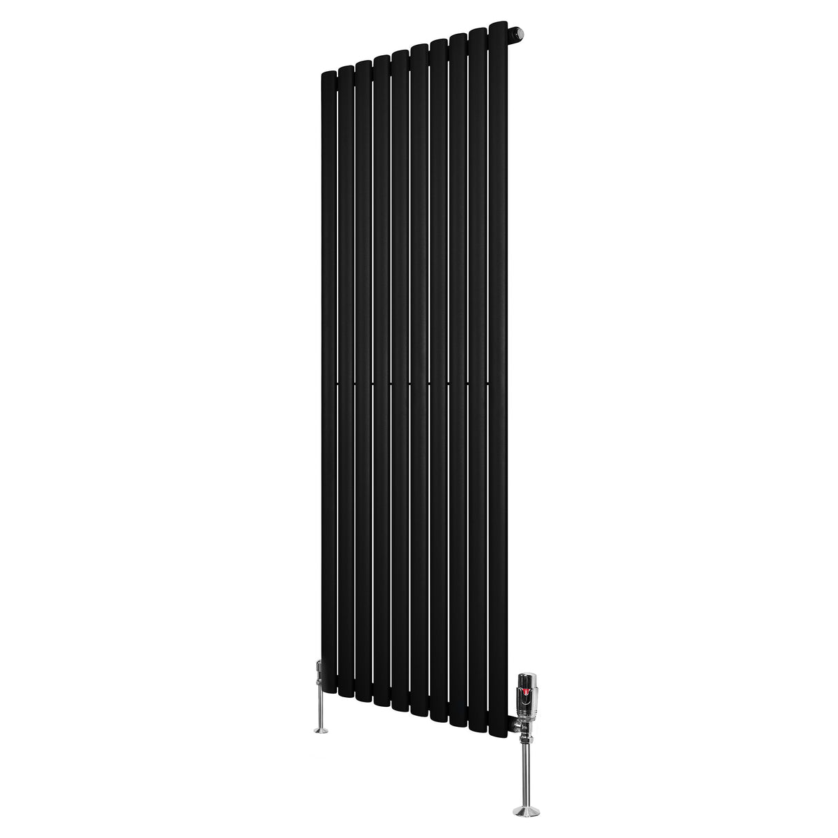 Radiateur à Colonnes Ovales & Vannes, 1 Panneau - 1600 x 600 mm - Noir