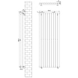 Radiateur à Colonnes Ovales & Vannes, 1 Panneau - 1600 x 600 mm - Blanc