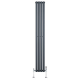 Radiateur à Colonnes Ovales & Vannes, 1 Panneau - 1800 x 240 mm - Gris Anthracite