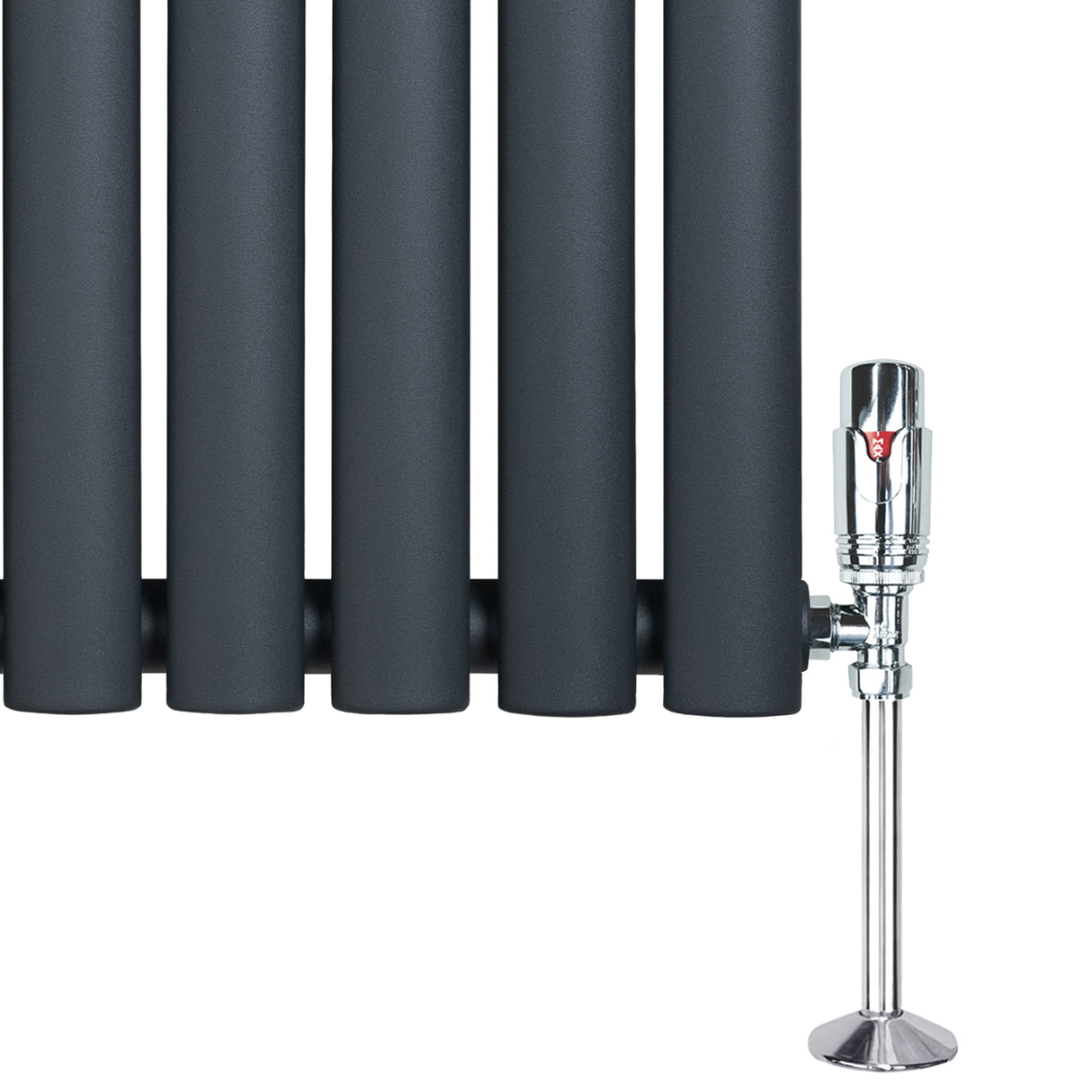 Radiateur à Colonnes Ovales & Vannes, 1 Panneau - 1800 x 240 mm - Gris Anthracite