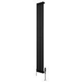 Radiateur à Colonnes Ovales & Vannes, 1 Panneau - 1800 x 240 mm - Noir