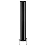 Radiateur à Colonnes Ovales & Vannes, 1 Panneau - 1800 x 240 mm - Noir