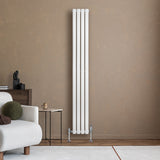 Radiateur à Colonnes Ovales & Vannes, 1 Panneau - 1800 x 240 mm - Blanc