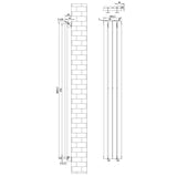 Radiateur à Colonnes Ovales & Vannes, 1 Panneau - 1800 x 240 mm - Blanc