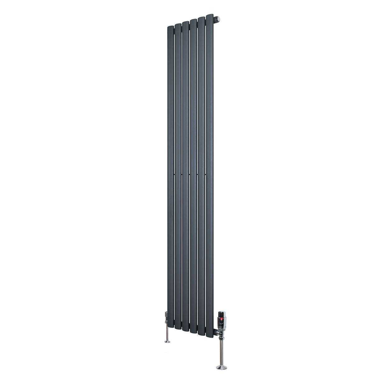 Radiateur à Colonnes Ovales & Vannes, 1 Panneau - 1800 x 360 mm - Gris Anthracite