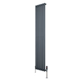 Radiateur à Colonnes Ovales & Vannes, 1 Panneau - 1800 x 360 mm - Gris Anthracite