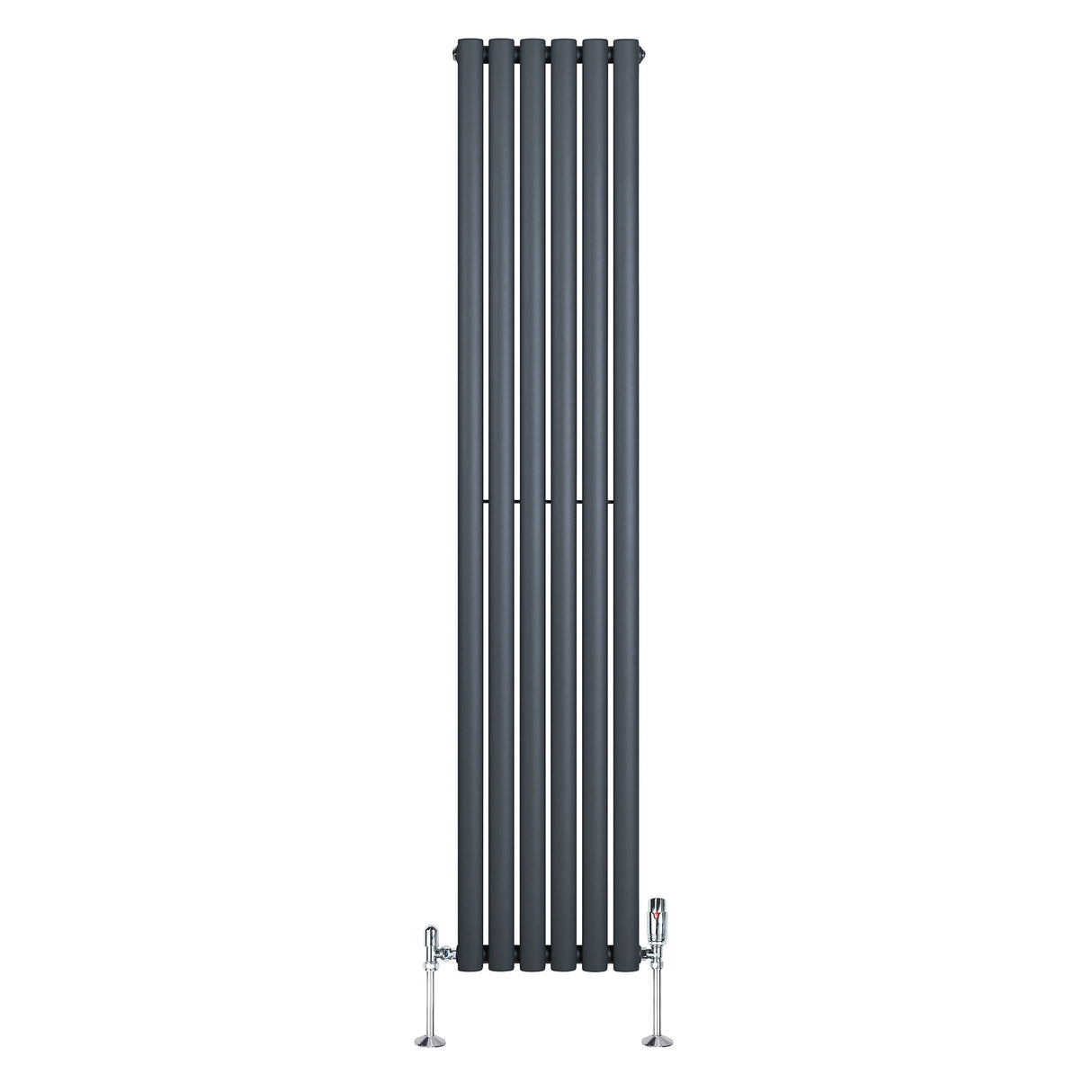 Radiateur à Colonnes Ovales & Vannes, 1 Panneau - 1800 x 360 mm - Gris Anthracite