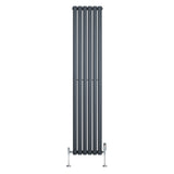 Radiateur à Colonnes Ovales & Vannes, 1 Panneau - 1800 x 360 mm - Gris Anthracite