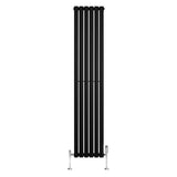 Radiateur à Colonnes Ovales & Vannes, 1 Panneau - 1800 x 360 mm - Noir